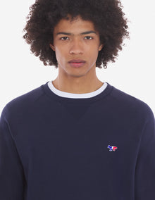 Mens | Tricolor Fox Patch Clean Cotton Fleece Sweatshirt | Navy