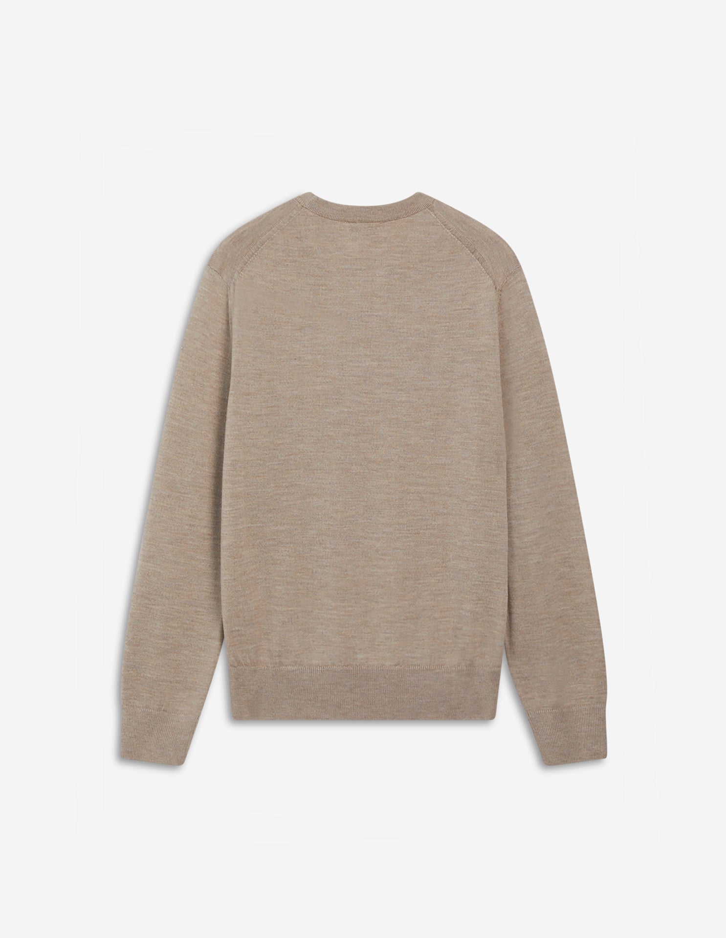 Mens | Fox Head Patch Regular R-Neck Wool Jumper | Beige Melange