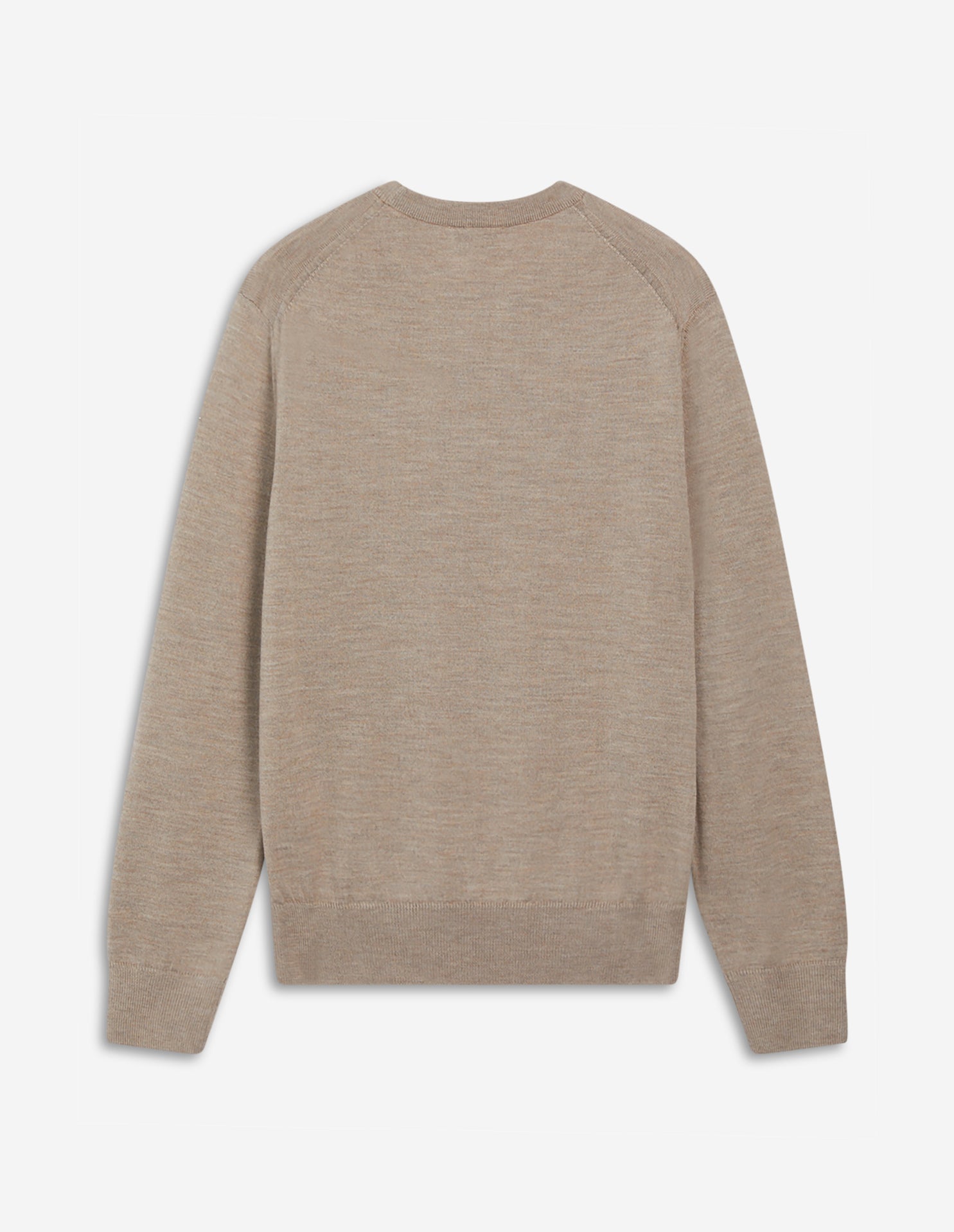 Mens | Fox Head Patch Regular R-Neck Wool Jumper | Beige Melange