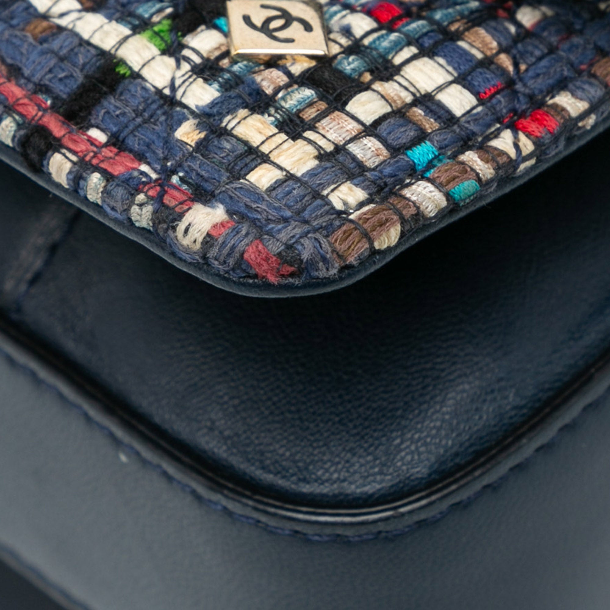 Chanel | Pre-Owned CC Multicolor Tweed Double Flap | Blue/Navy