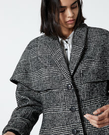 Two-Tone Cape-Effect Wool Coat | Women | Black x White