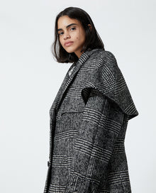 Two-Tone Cape-Effect Wool Coat | Women | Black x White