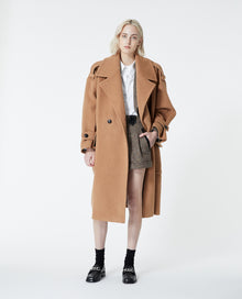 Roomy Camel-Colored Wool Coat With Belt | Women | Camel