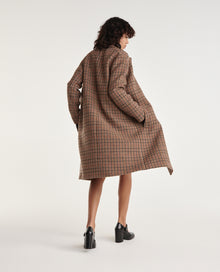 Double-Faced Check Wool Coat | Women | Brown