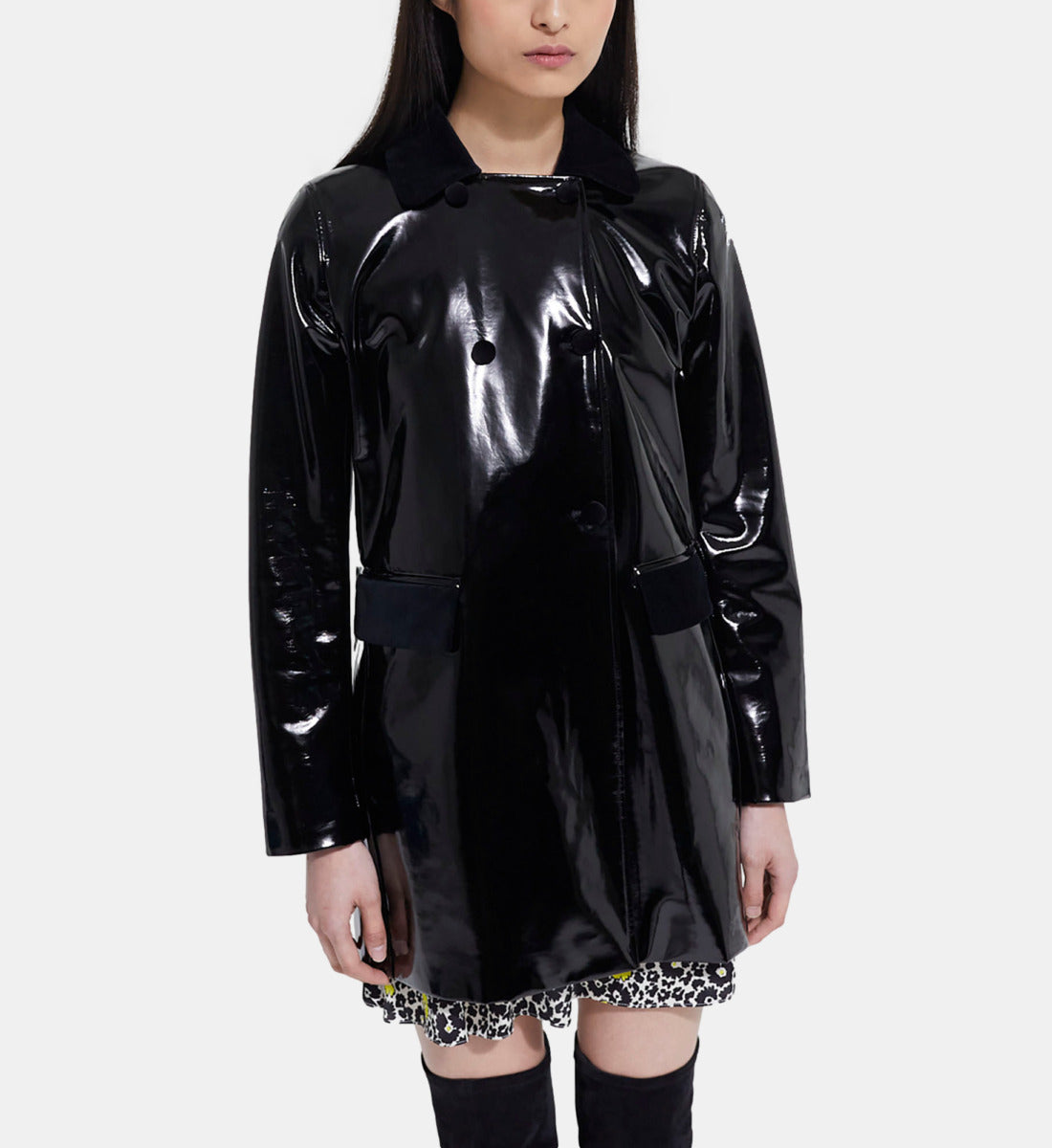 Long Vinyl Coat | Women | Black