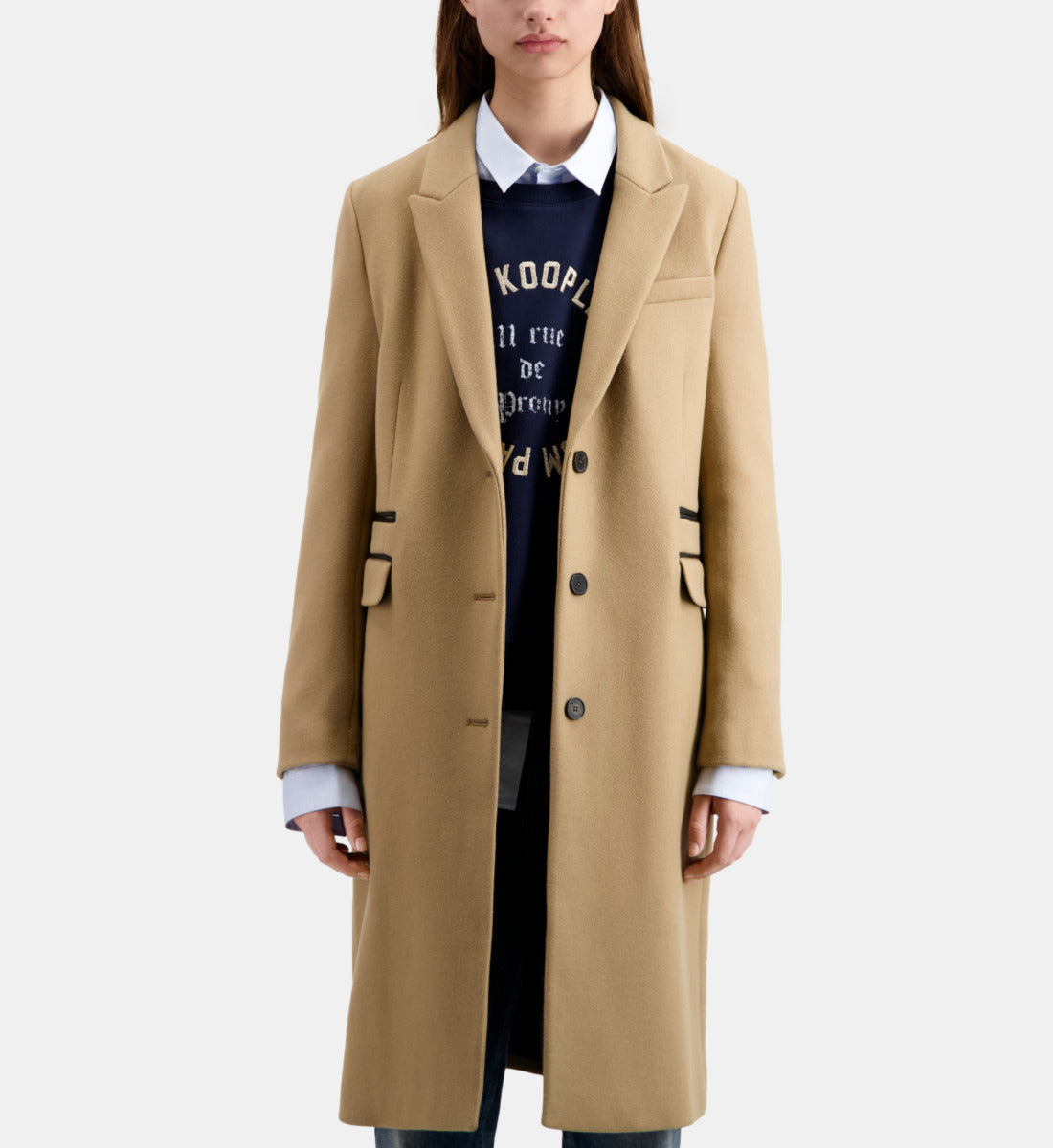 Long Coat In Wool Blend | Women | Camel