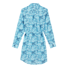 Women | Flower Tye & Dye  Cotton Voile Shirt Dress | Navy