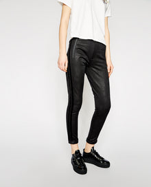 Faux Leather Yoga Joggers | Women | Black