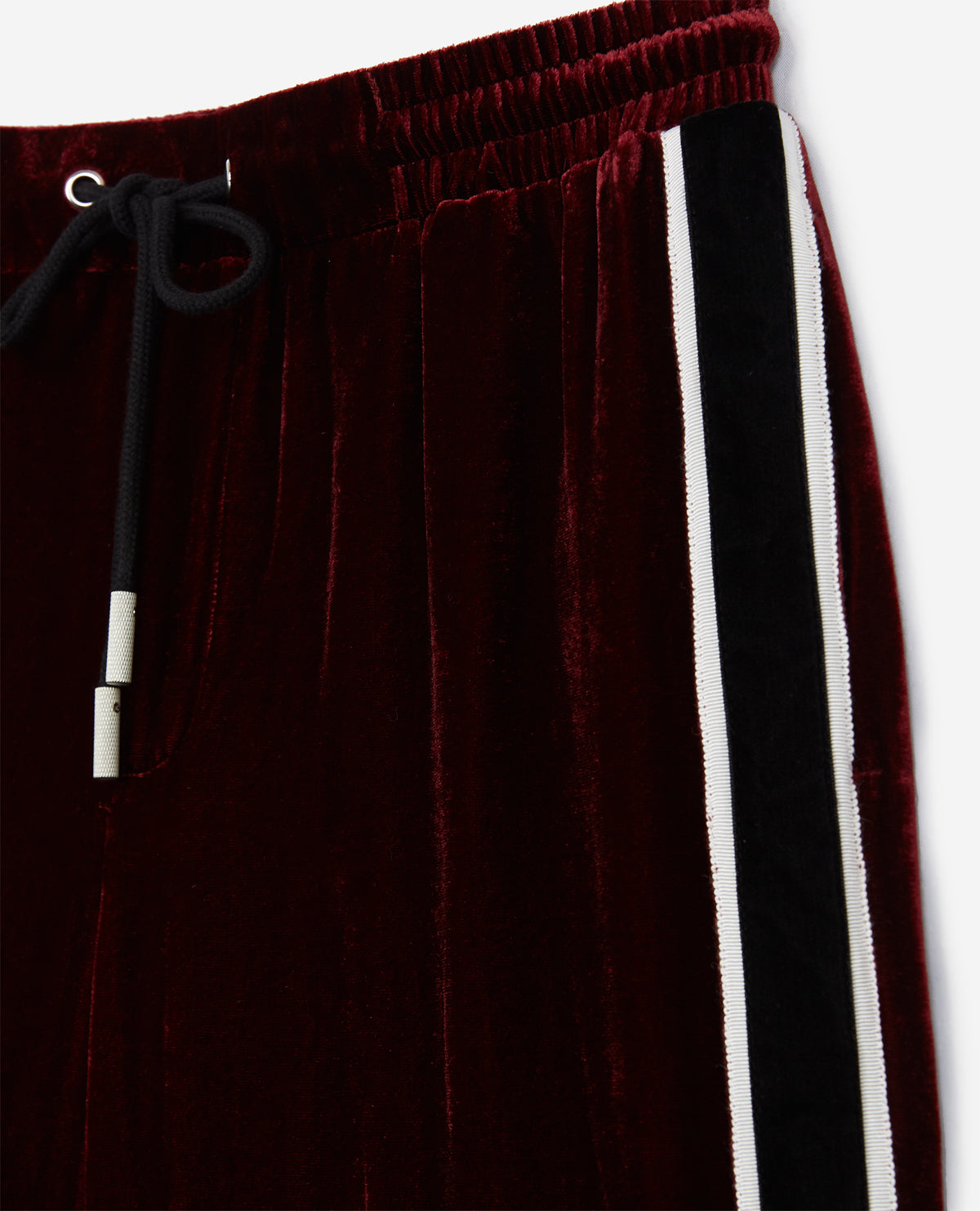 Velvet Trousers With Satin Bands | Women | Burgundy