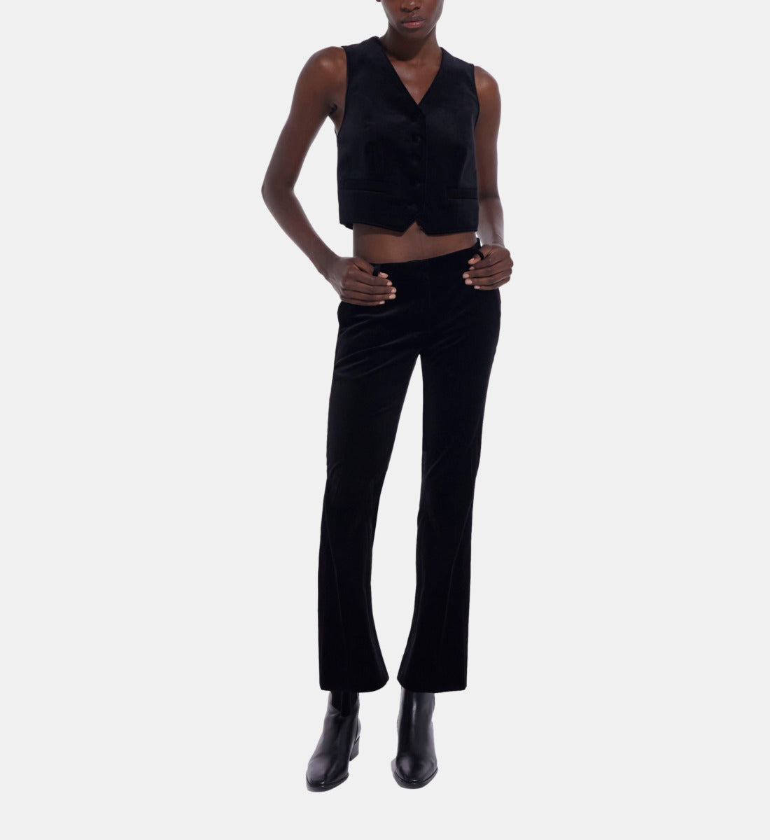 Velvet Flared Suit Pants | Women | Black