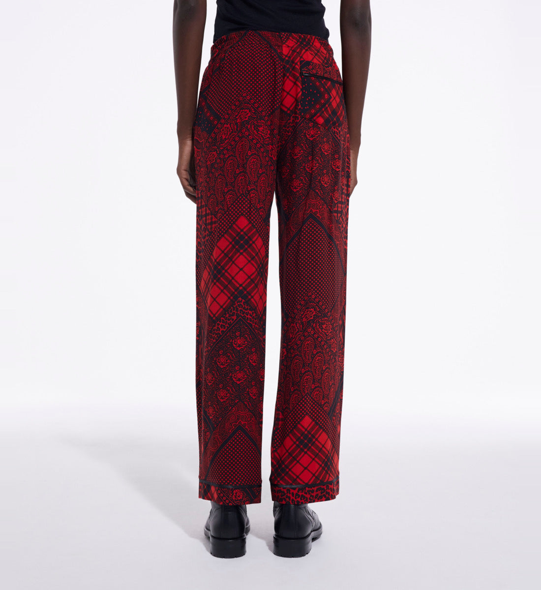 Straight Printed Pants | Women | Red x Black