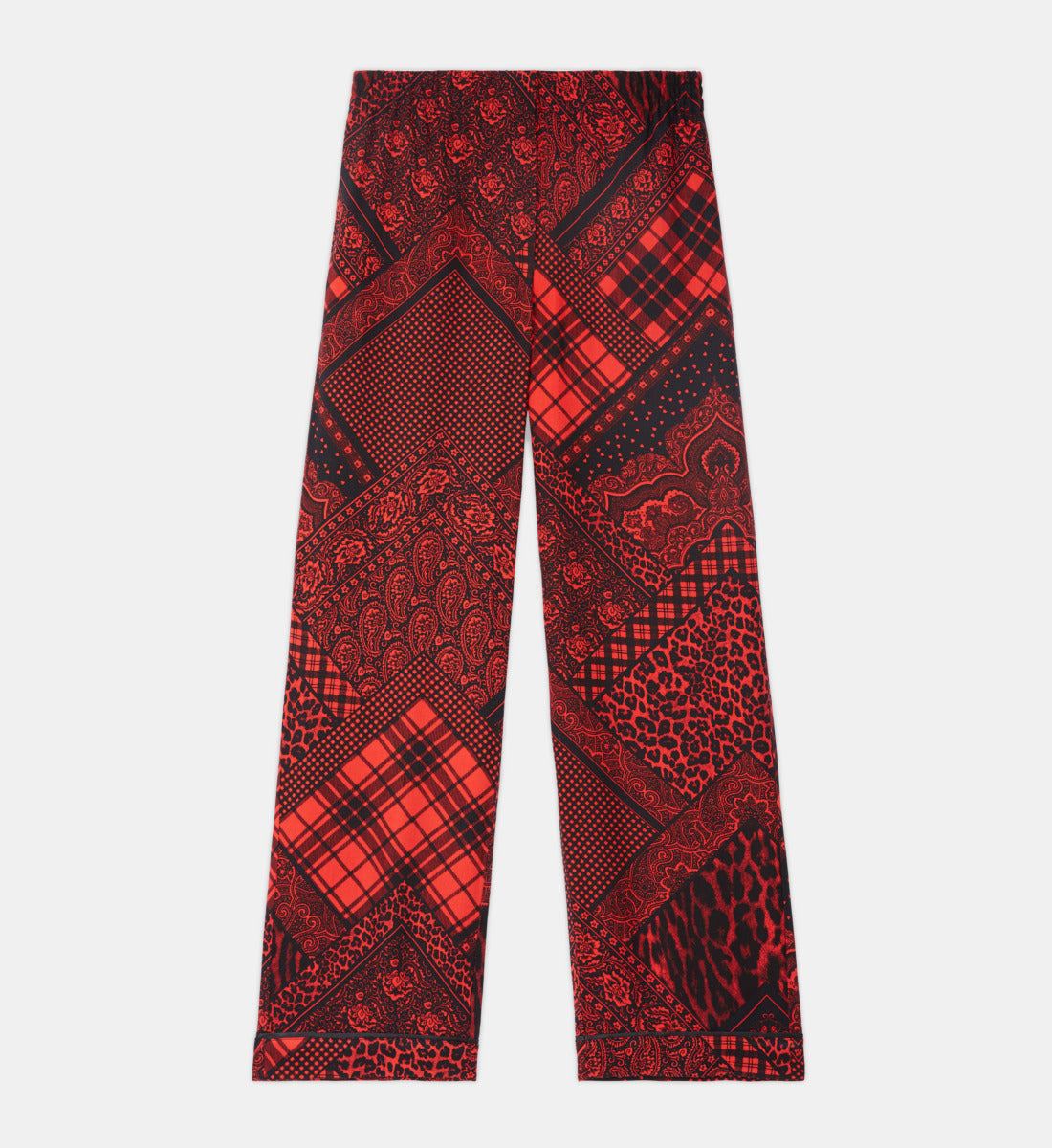 Straight Printed Pants | Women | Red x Black