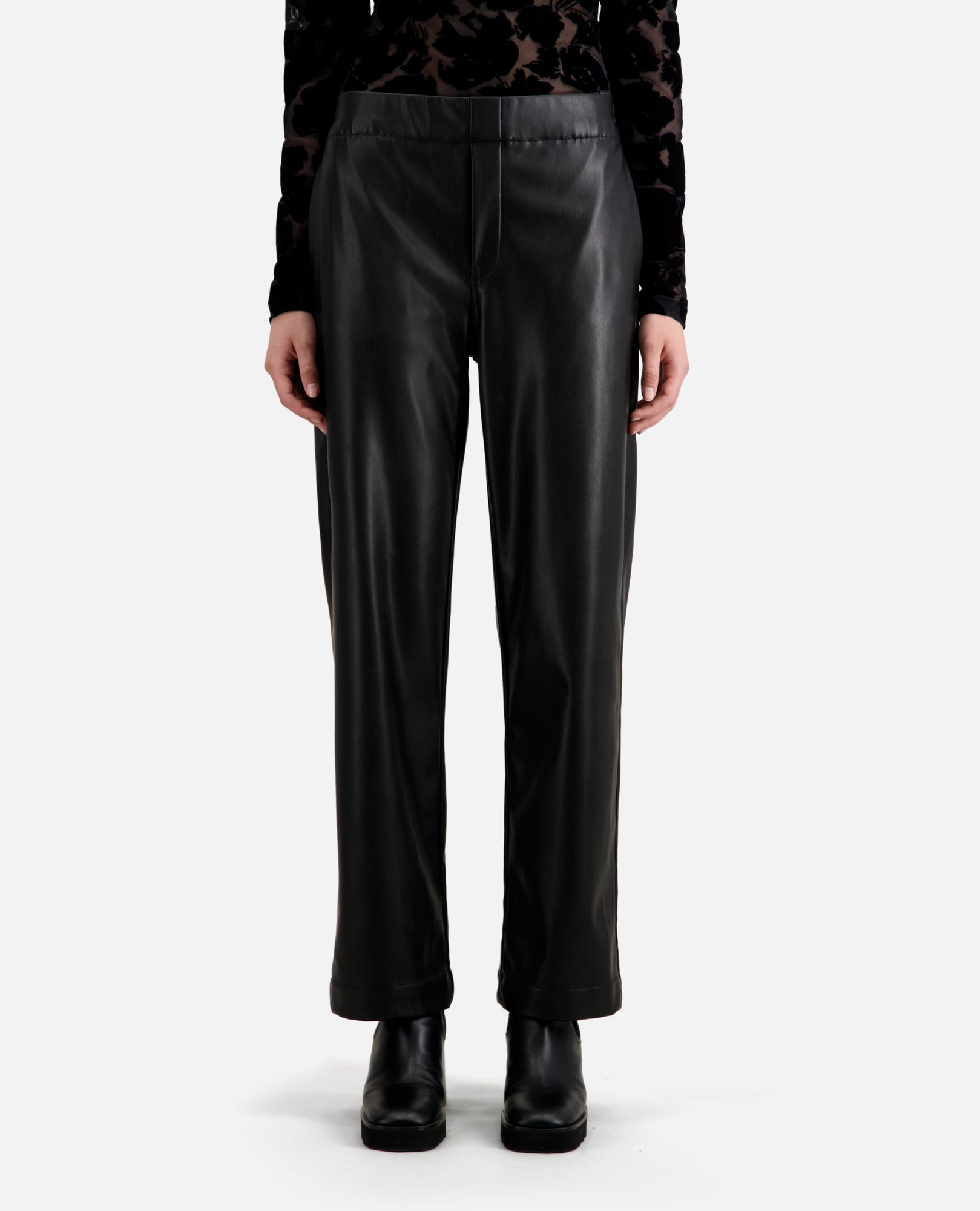 Leather Effect Trousers | Women | Black