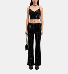 Velvet Trousers With Sequins | Women | Black