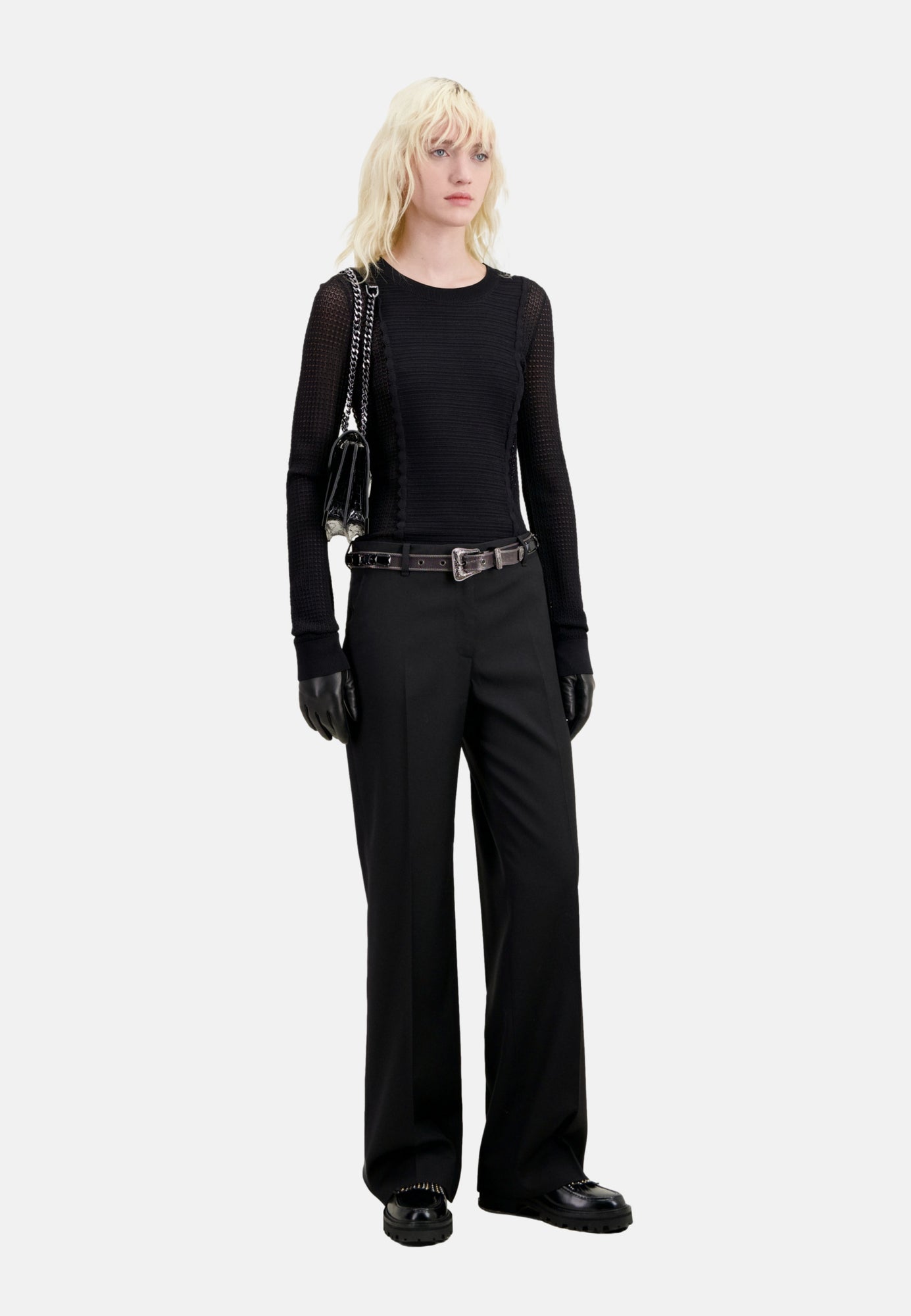 Wool Suit Trousers Straight Cut | Women | Black