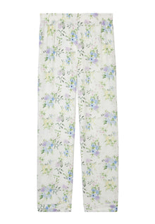 Floral Print Trousers | Women | Light Blue x White