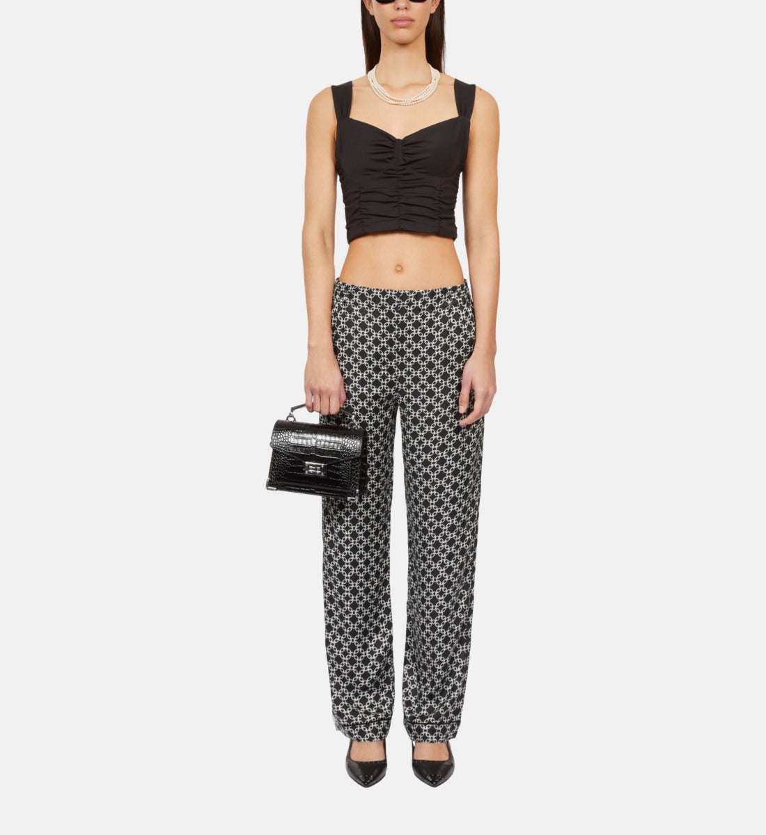 Chain Print Trousers | Women | Black x White