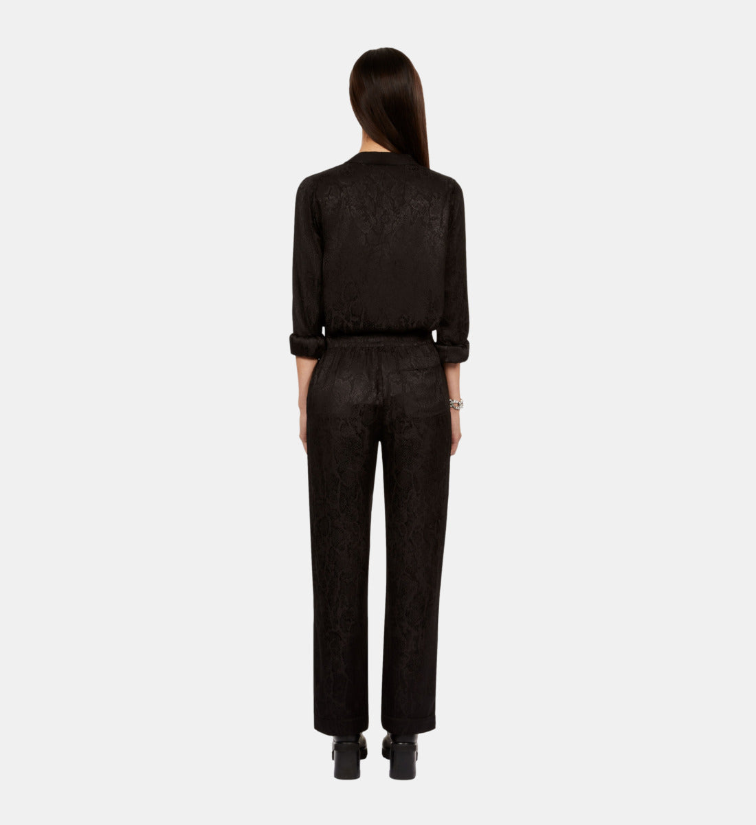 Snakeskin Jacquard Trousers | Women | Black