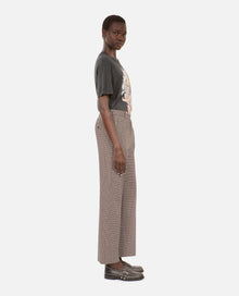 Houndstooth Straight-Leg Trousers | Women | Beige x Brown