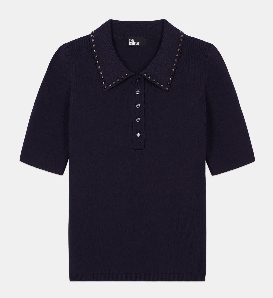 Knitted Polo T-Shirt | Women | Navy Blue