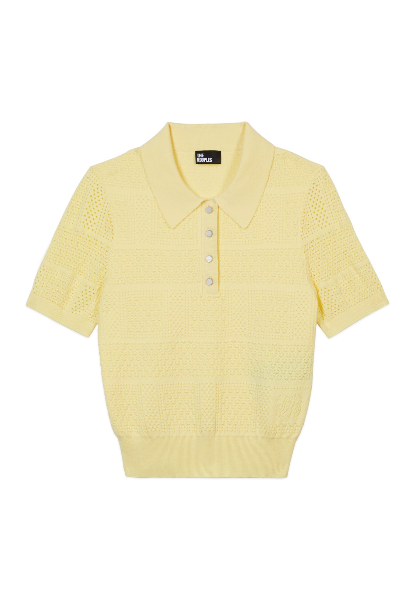 Light Openwork Knit Polo T-Shirt | Women | Mellow Yellow