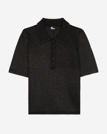 Mesh Polo T-Shirt | Women | Black