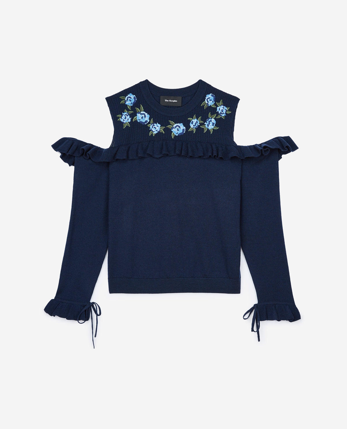 Merino Pullover With Embroidery | Women | Navy