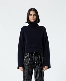 Blue Cashmere And Wool Sweater W/Turtleneck | Women | Navy