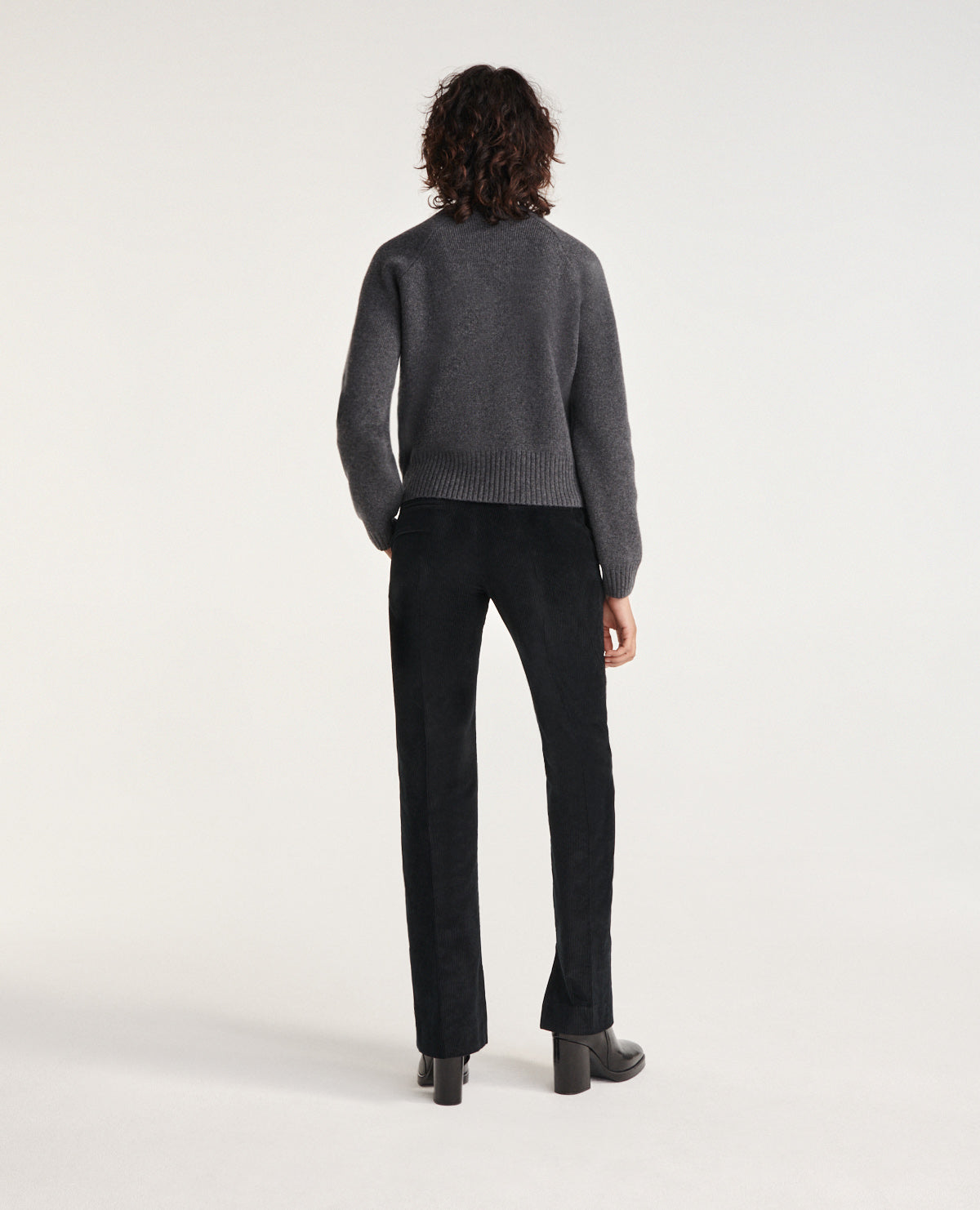 Gray Wool Sweater With Jewel Shoulder Detail | Women | Grey