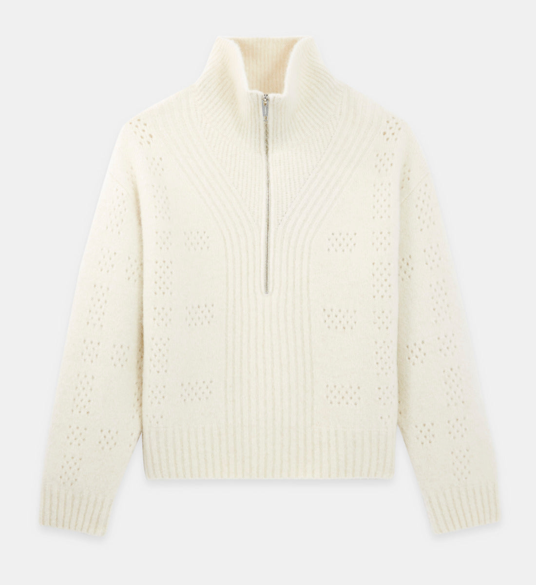 Ecru Alpaca Wool Roll-Neck Sweater | Women | White