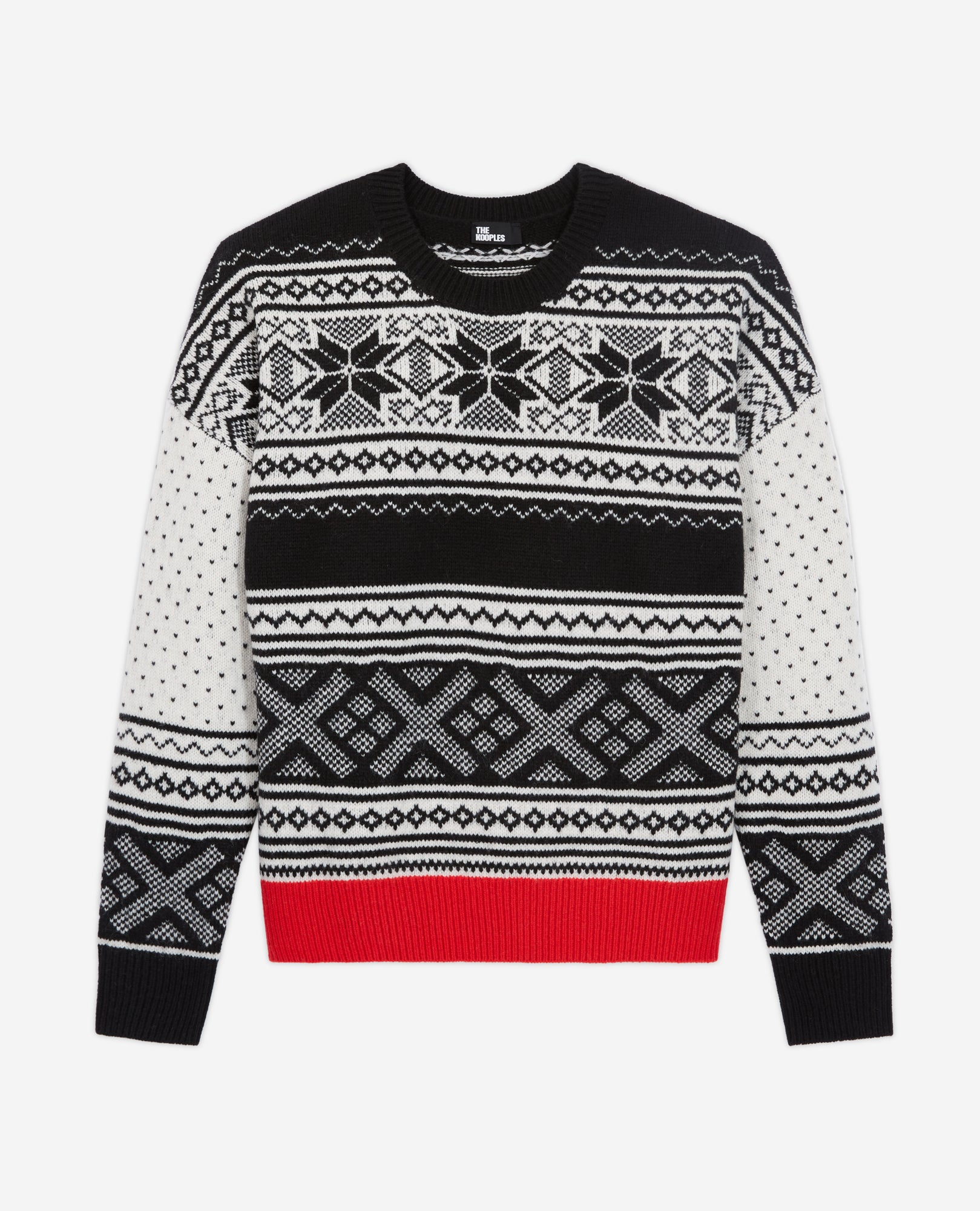 Patterned Wool Sweater | Women | Black Red Off White