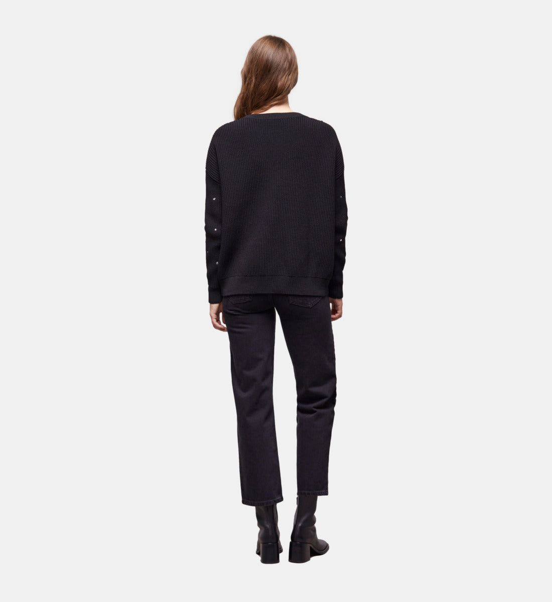 Wool Jumper With Stone Details | Women | Black