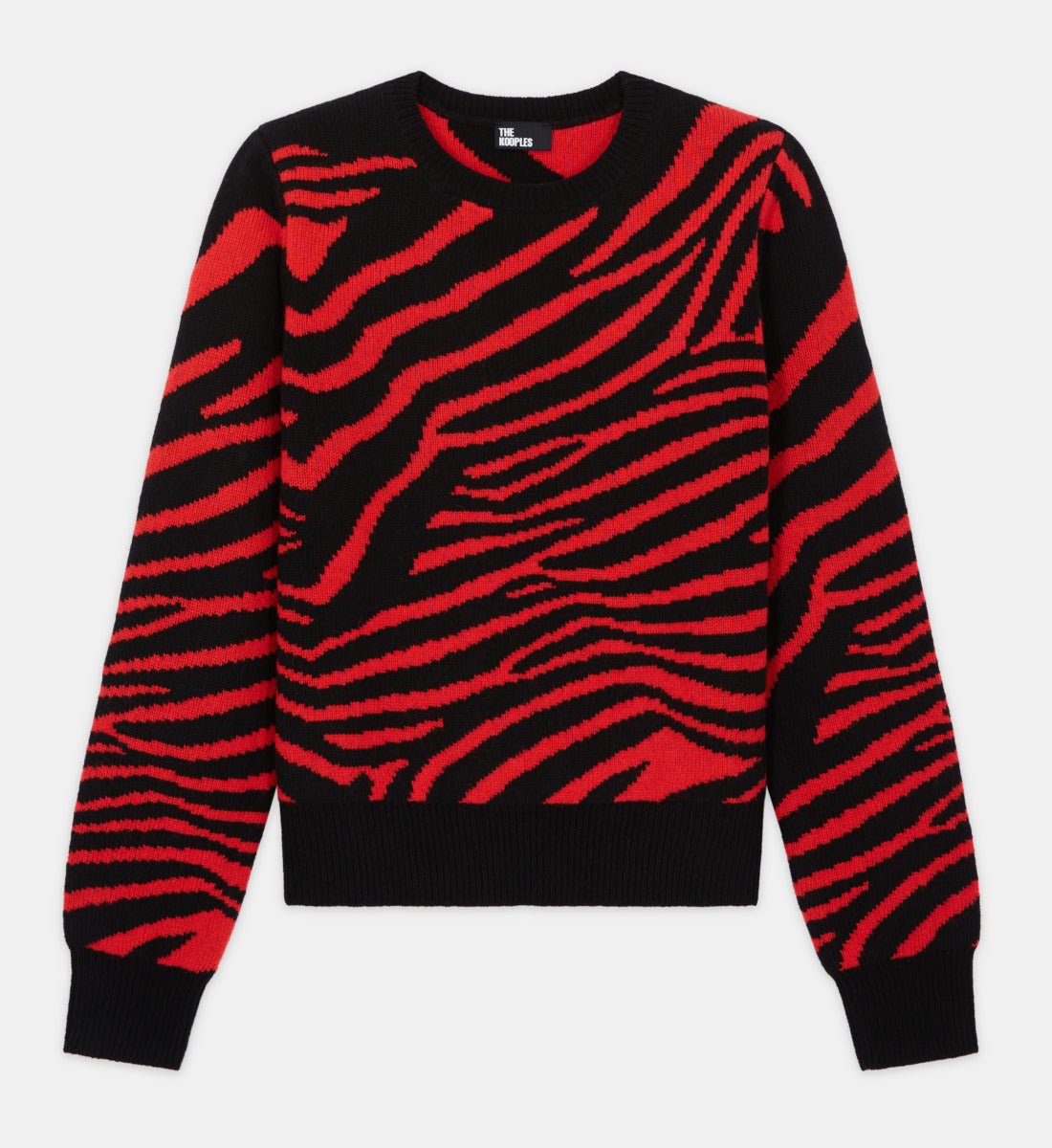 Printed Crew Neck Sweater | Women | Black x Red