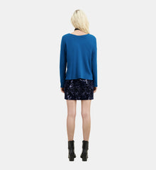 Sweater With Buttoning On The Back | Women | Medium Blue