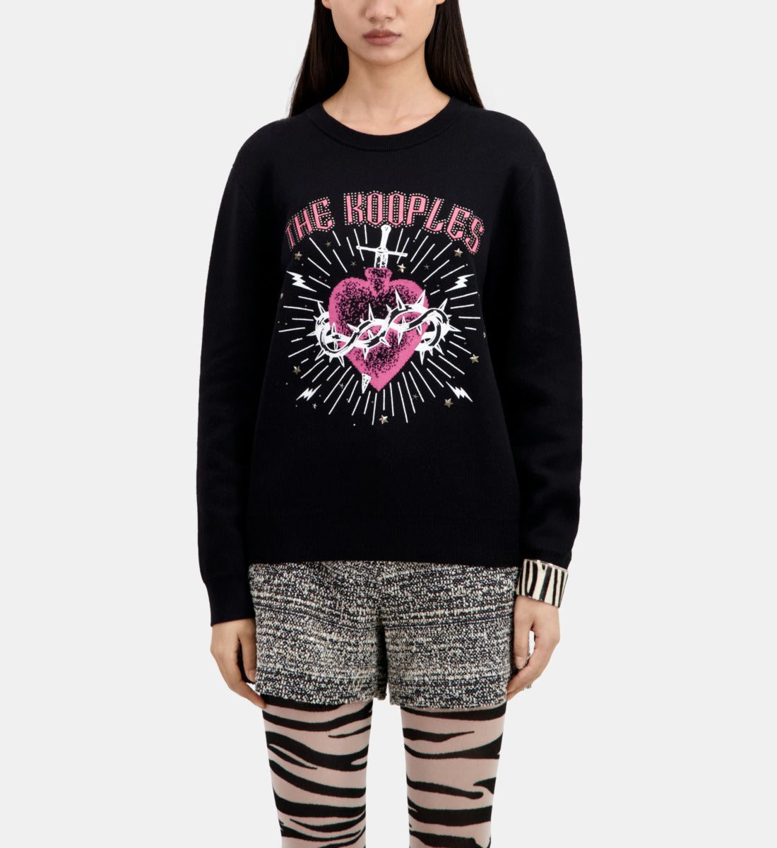 Dagger Through Heart Jumper With Stars | Women | Black x White