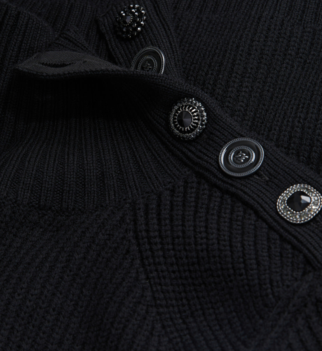 Wool Sweater With Bijou Buttons | Women | Black