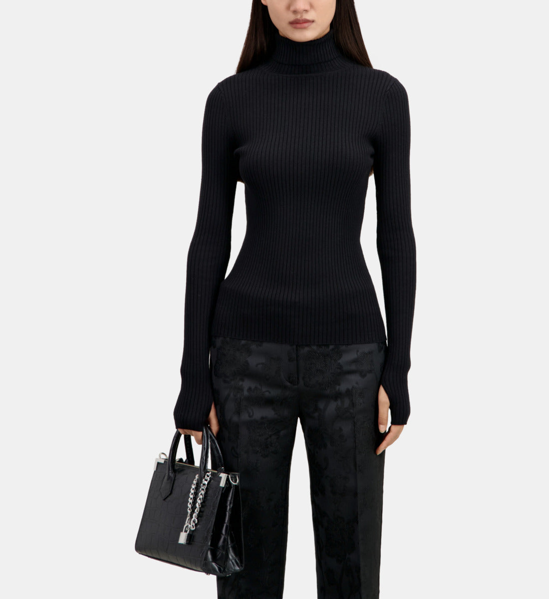 Ribbed Fine Knit Sweater | Women | Black