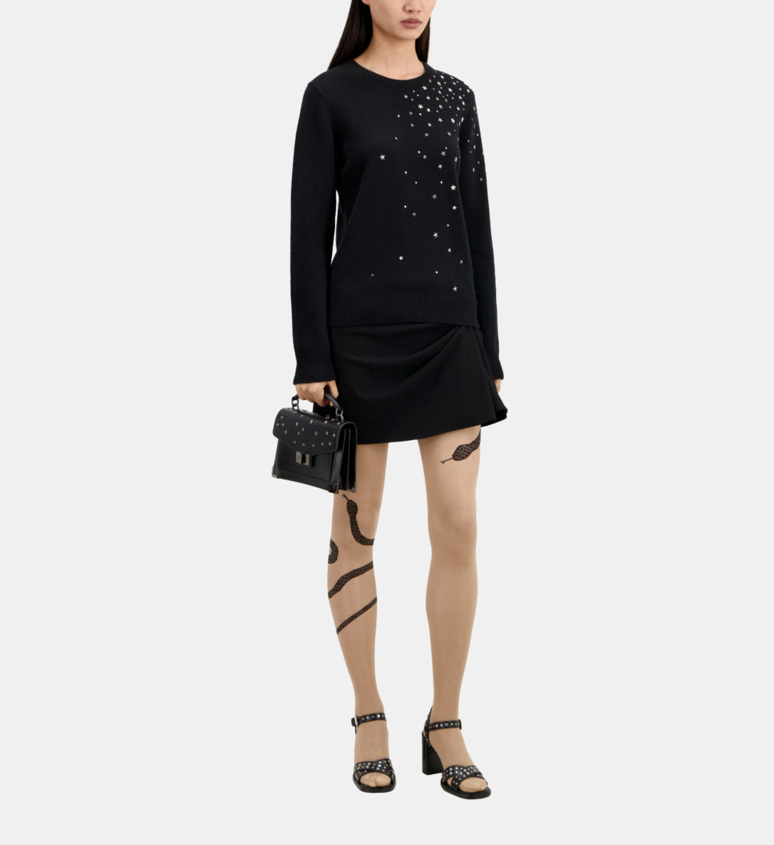 Cashmere Blend Sweater With Stars | Women | Black