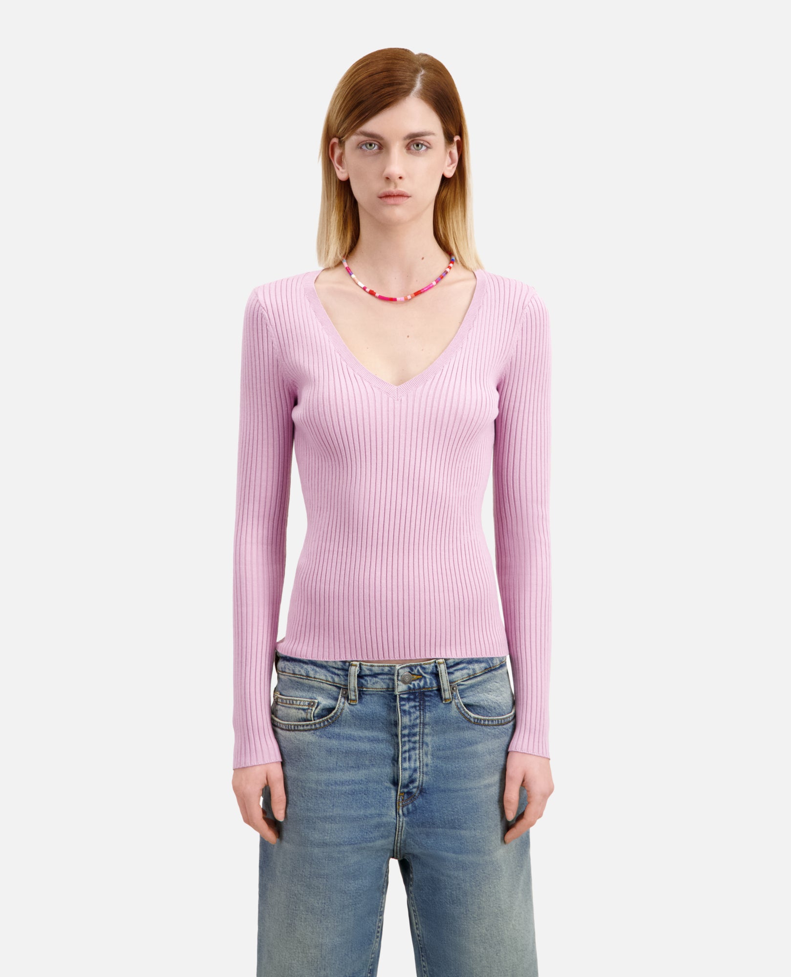 Ribbed Knit Sweater | Women | Pink