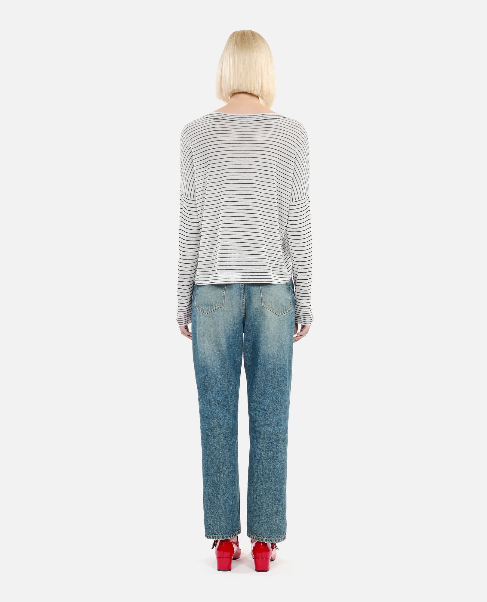 Blazon Wool And Cashmere Striped Sweater | Women | White x Blue