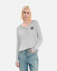 Blazon Wool And Cashmere Striped Sweater | Women | White x Blue