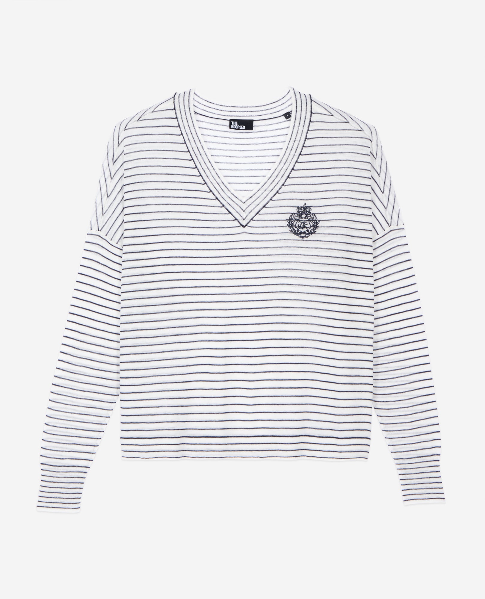 Blazon Wool And Cashmere Striped Sweater | Women | White x Blue