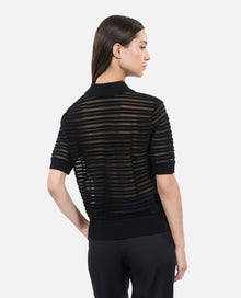 Mesh Polo T-Shirt | Women | Black