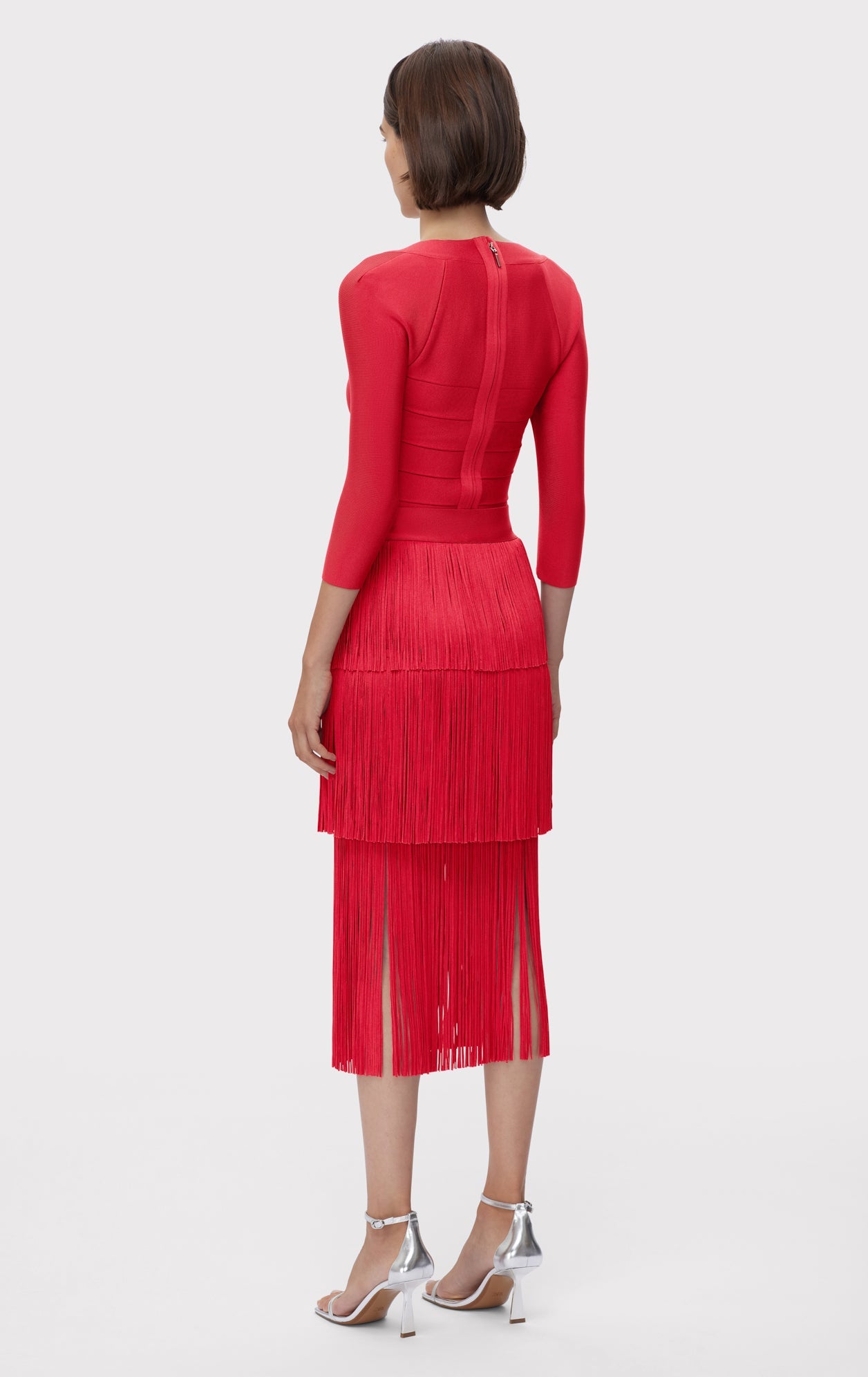 Icon Layered Fringe Midi Skirt | Rio Red