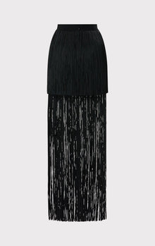 Tiered Fringe Skirt | Black