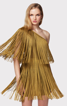 One Shoulder Mini Fringe Dress | Bosc