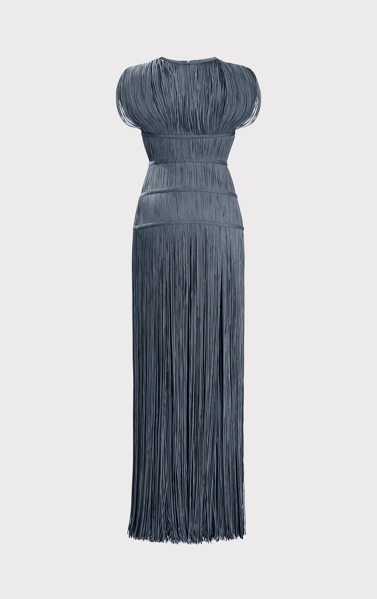 Banded Fringe Gown | Charcoal