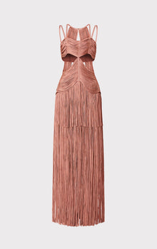 Strappy Bandeau Fringe Gown | Terracotta