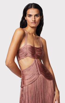 Strappy Bandeau Fringe Gown | Terracotta