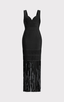 Sweetheart Fringe Gown | Black